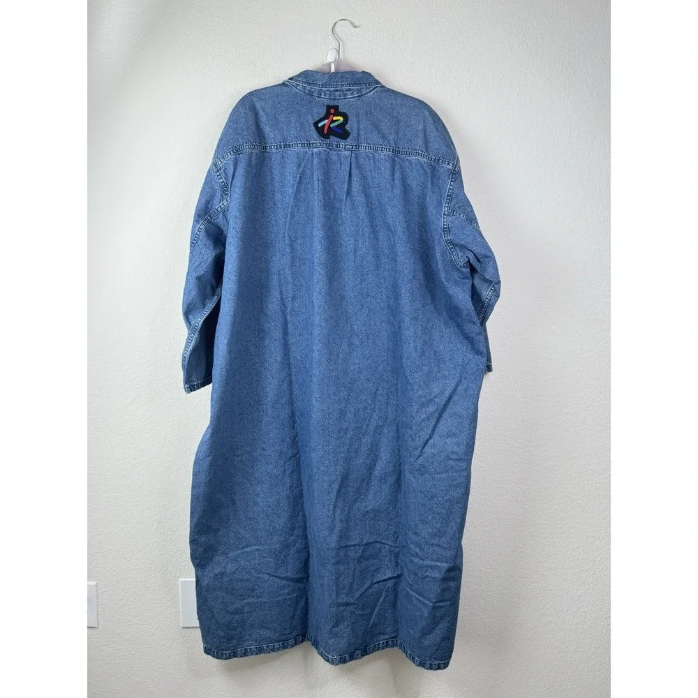Sonia‎ Rykiel Inscription Paris Denim Duster Coat L Oversized Vtg 80s 90s France